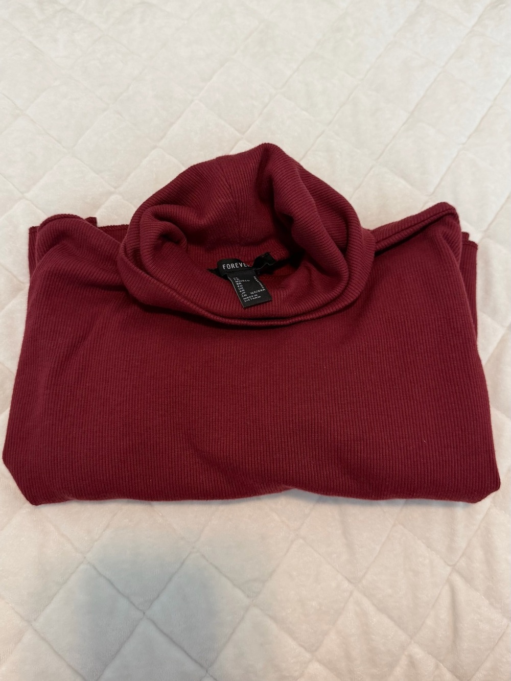Forever 21 Wine Ribbed Cowl Neck Sweater